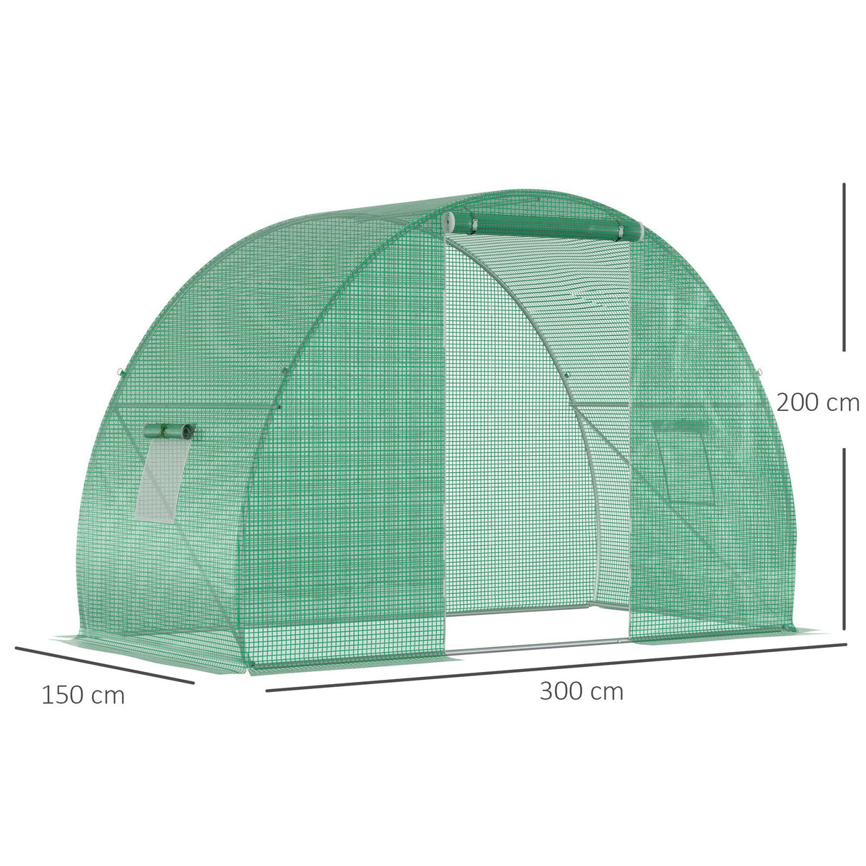 easycomfort easycomfort serra a tunnel con porta avvolgibile e finestre copertura pe e struttura in acciaio 1 5x3x2m verde
