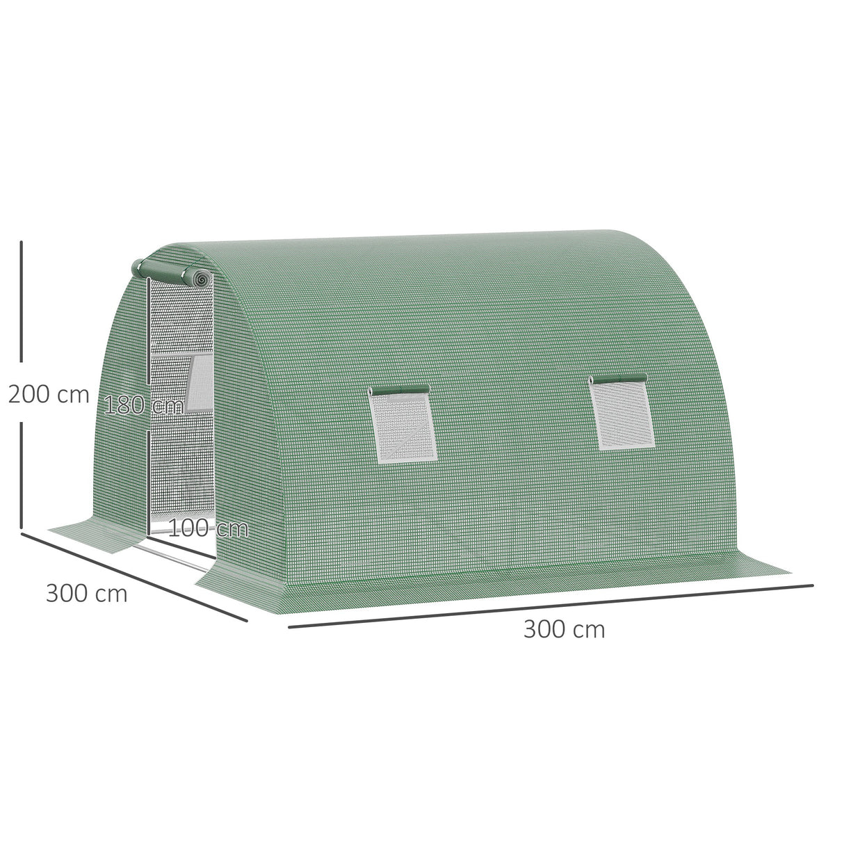easycomfort easycomfort serra a tunnel da esterno 3x3x2m con copertura in pe porta con cerniera e 4 finestre verde