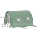 easycomfort easycomfort serra a tunnel da esterno 3x3x2m con copertura in pe porta con cerniera e 4 finestre verde