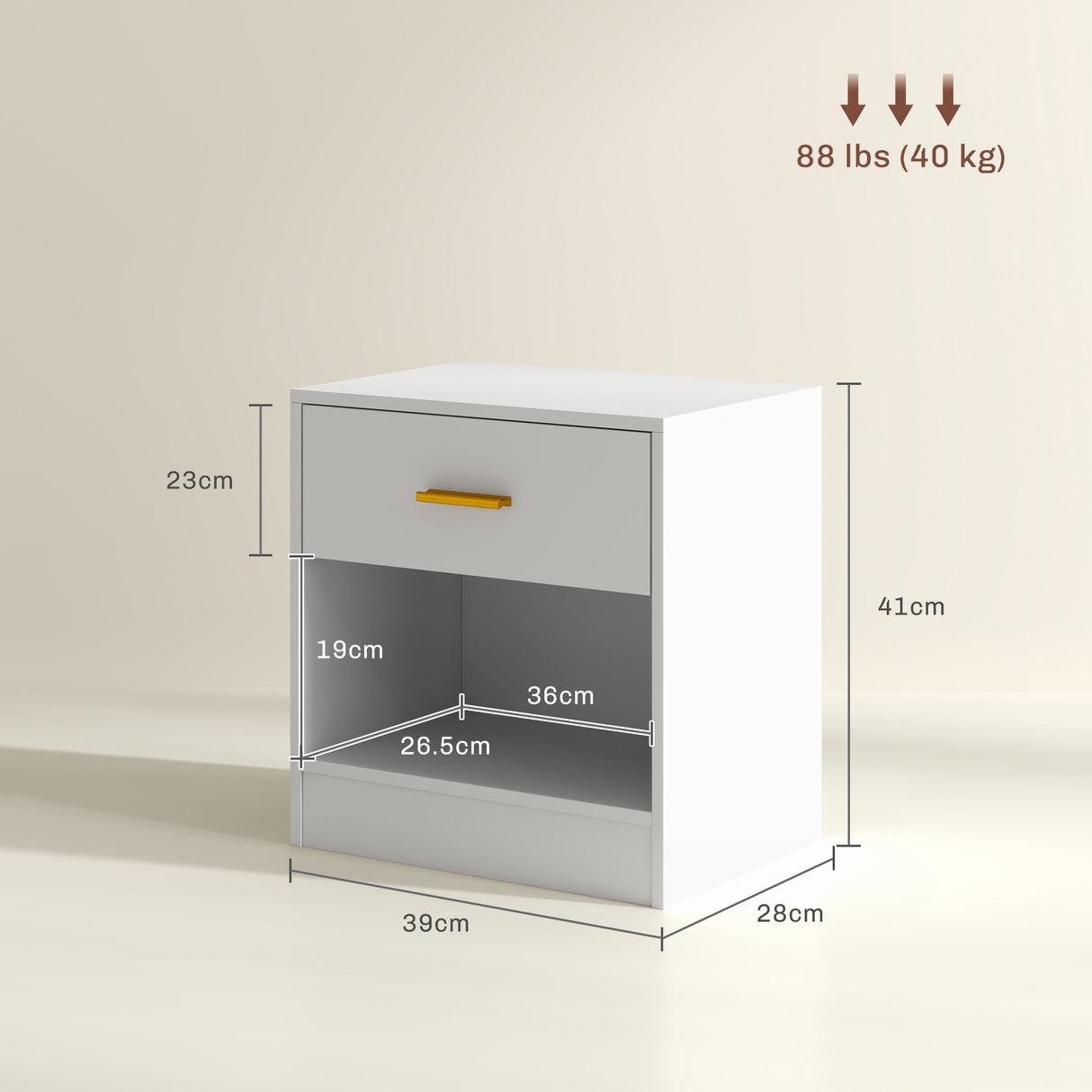 easycomfort easycomfort set 2 comodini moderni in legno con cassetto e ripiano aperto 39x28x41 cm bianco