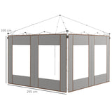 easycomfort easycomfort set 2 pareti per gazebo 3x6m e 3x3 m in tessuto oxford con finestre e cerniere 295x195cm grigio