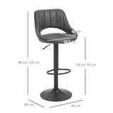 easycomfort easycomfort set 2 sgabelli da bar girevoli con schienale e poggiapiedi sgabelli alti moderni con altezza regolabile base in metallo seduta finta pelle grigia 44x49x90 110cm