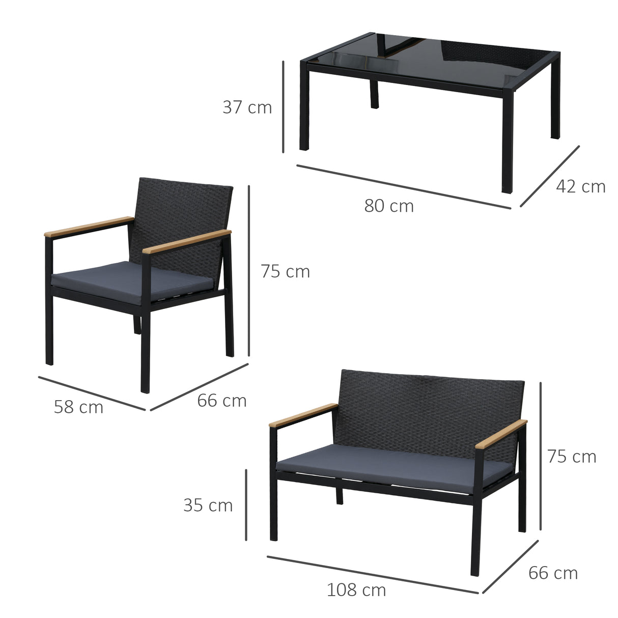 immagine-3-easycomfort-easycomfort-set-4-pezzi-salotto-da-esterni-con-2-sedie-divano-e-tavolino-mobili-da-giardino-in-rattan-e-acciaio-nero