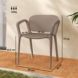 easycomfort easycomfort set 4 sedie da giardino impilabili in plastica moderne con braccioli 60x56x75 cm grigio