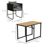 easycomfort easycomfort set da giardino 3 pezzi in rattan con 2 sedie 50x51 5x67 cm e tavolo 110x60x75 cm in legno composito