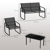 easycomfort easycomfort set da giardino con 2 divani 2 posti 2 poltrone e un tavolino da caffe con piano in vetro nero