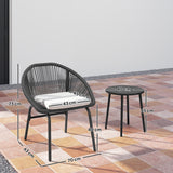easycomfort easycomfort set da giardino con 2 sedie con cuscino e tavolino da caffe in acciaio e rattan pe nero