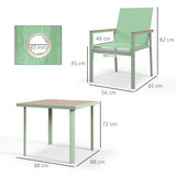 easycomfort easycomfort set da giardino con tavolo quadrato e 4 sedie con braccioli in tessuto a rete e acciaio verde