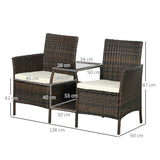 easycomfort easycomfort set da giardino in rattan con 2 sedie moderne e tavolino da caffe 138x60x87 cm marrone