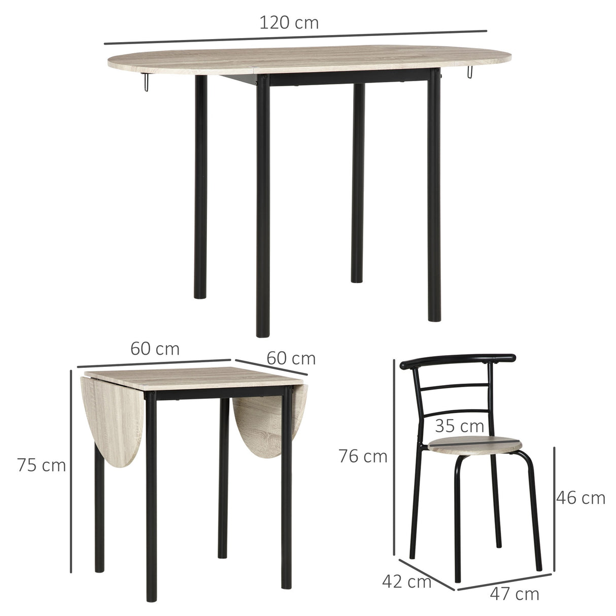 immagine-3-easycomfort-easycomfort-set-da-pranzo-3-pezzi-con-2-sedie-e-1-tavolo-da-pranzo-ovale-in-mdf-e-acciaio-per-spazi-limitati