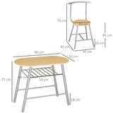 immagine-3-easycomfort-easycomfort-set-da-pranzo-salvaspazio-da-3-pezzi-con-tavolo-da-pranzo-ovale-con-ripiano-e-2-sedie-in-mdf-e-acciaio