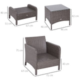 easycomfort easycomfort set mobili da giardino 2 poltrone 2 poggiapiedi 1 tavolino in vetro temperato rattan grigio