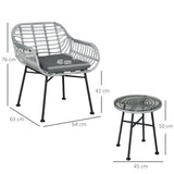 easycomfort easycomfort set mobili da giardino in rattan pe con 2 sedie e tavolino con ripiano in vetro grigio