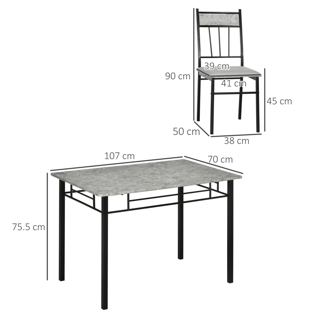 immagine-3-easycomfort-easycomfort-set-tavolo-e-sedie-5pz-tavolo-da-pranzo-rettangolare-in-metallo-e-mdf-e-4-sedie-da-pranzo-grigio-e-nero