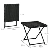 easycomfort easycomfort tavolino da giardino pieghevole salvaspazio in rattan sintetico e acciaio 40x40x40cm nero