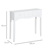 easycomfort easycomfort tavolo consolle moderno da ingresso in mdf con 3 cassetti 100x32x85 cm bianco