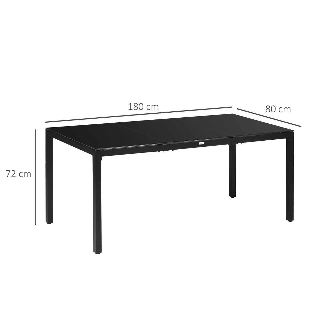 easycomfort easycomfort tavolo da giardino rettangolare per 8 persone in alluminio e vetro 180x80x72cm nero