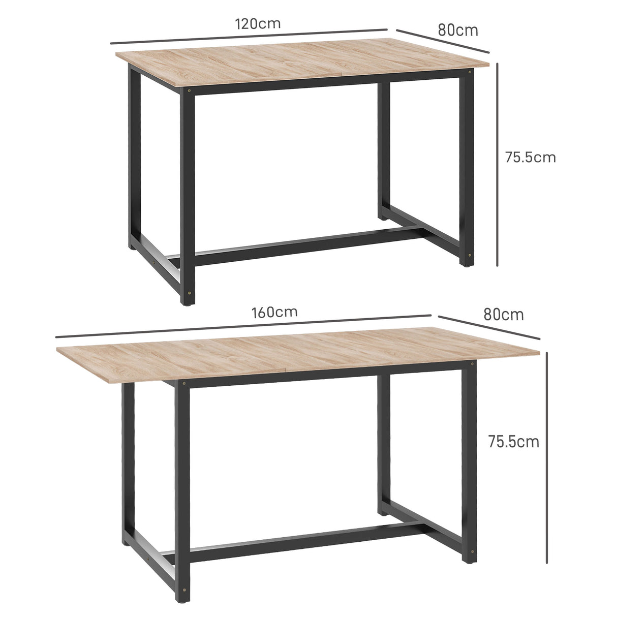 easycomfort easycomfort tavolo da pranzo allungabile per 4 6 persone stile industriale in legno e acciaio 120 160x80x75 5cm