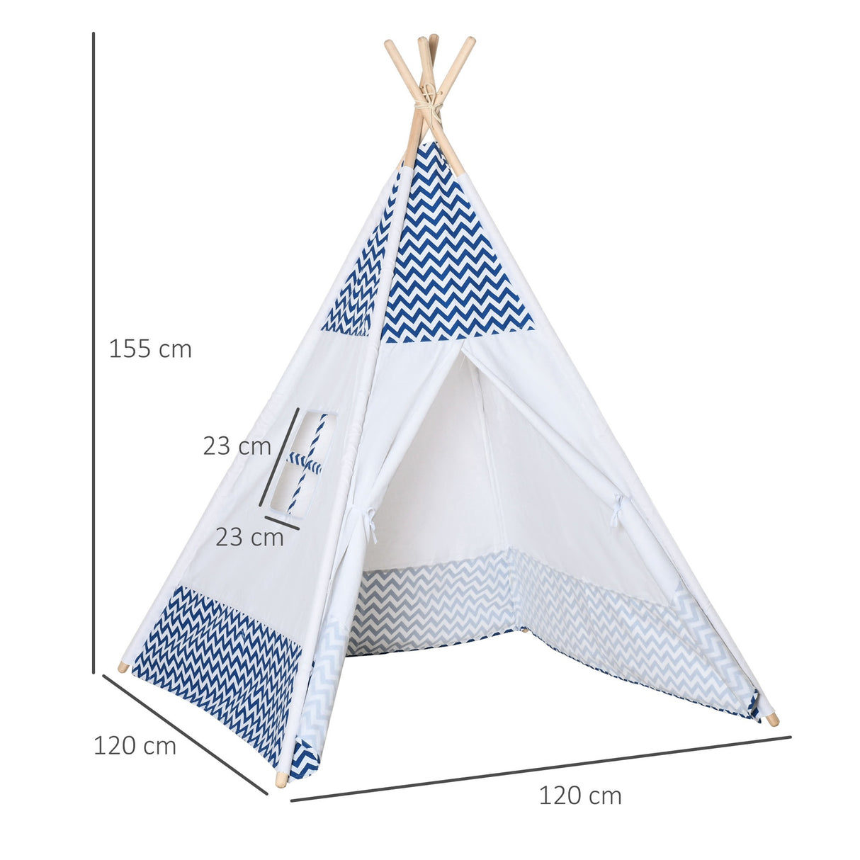 immagine-3-easycomfort-easycomfort-tenda-indiana-per-bambini-teepee-in-tessuto-e-legno-con-finestra-eta-3-6-anni-120x120x155cm-bianco-e-blu