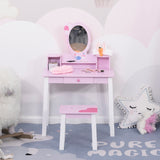 easycomfort easycomfort toeletta per bambine 3 anni in legno set tavolo da trucco giocattolo con specchio e sgabello rosa