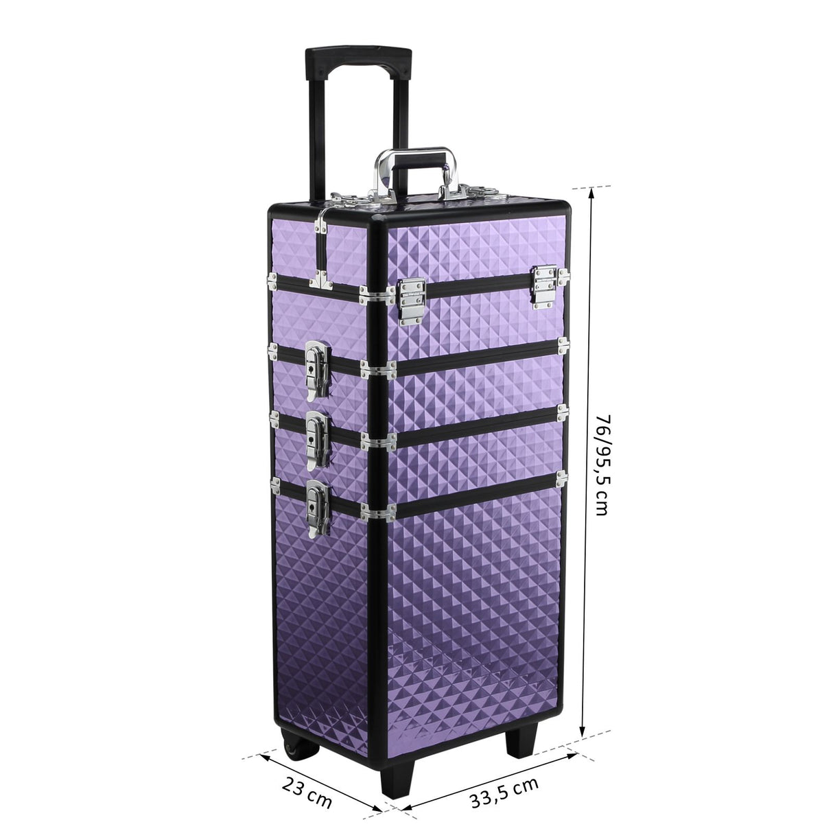 easycomfort easycomfort valigia porta trucchi professionale trolley makeup da viaggio in alluminio 2 ruote viola 33 5x23x7695 5cm ean 8054144137650