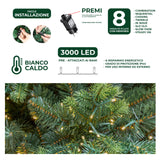 le stelle albero di natale artificiale verde h 210cm x l 135cm super folto con 3000 luci led incorporate e base a croce in metallo