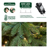 le stelle albero di natale artificiale verde h 210cm x l 150cm super folto con 500 luci led 20 luci flash incorporate e base a croce in metallo