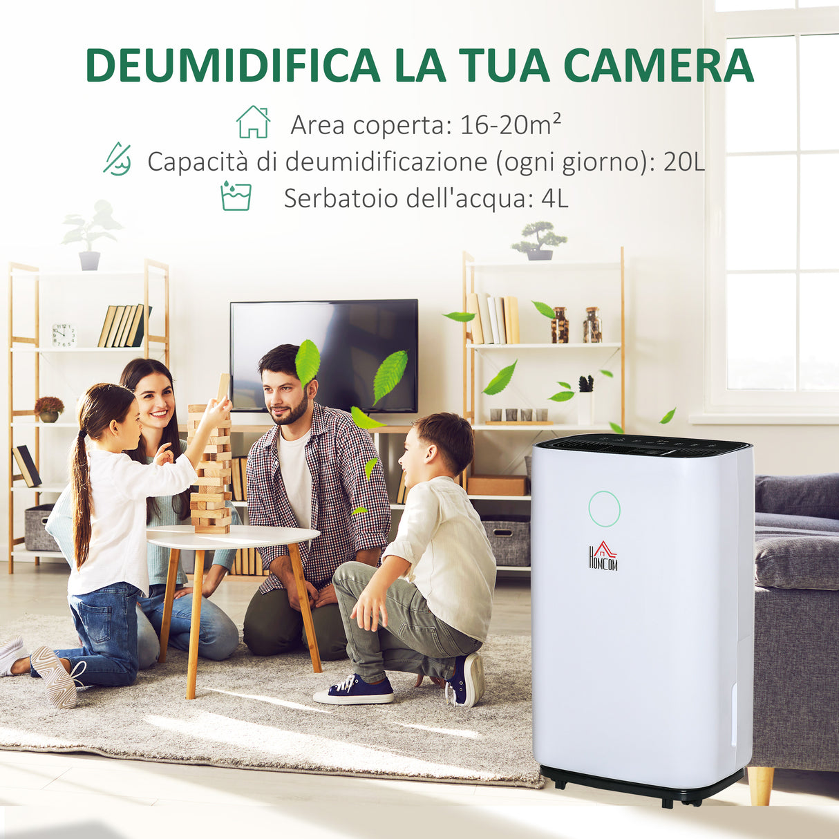 easycomfort deumidificatore da 25l 3 modalita e 2 velocita timer 24h design silenzioso 33.5x23x57cm bianco