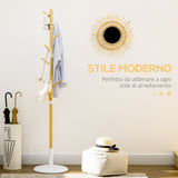 easycomfort easycomfort albero appendiabiti a 8 ganci con base rotonda in bambu legno e metallo 37 8x175 6 cm color legno e bianco