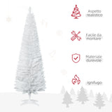 easycomfort easycomfort albero di natale artificiale 180 cm con rami realistici albero di natale alto e stretto con base in plastica bianco
