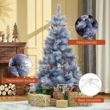 immagine-4-easycomfort-easycomfort-albero-di-natale-artificiale-da-150cm-decorazioni-con-foglie-argentate-e-bacche-rosse-grigio