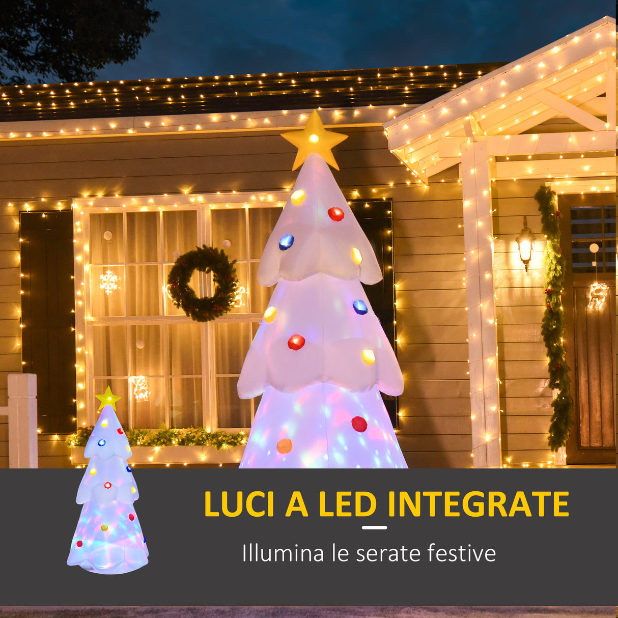 easycomfort easycomfort albero di natale bianco gonfiabile 245cm gigante e impermeabile con luci a led decorazione natalizia per esterni