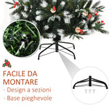 easycomfort easycomfort albero di natale innevato 180cm con bacche rosse e pigne bianche base rimovibile pieghevole 678 rami verde
