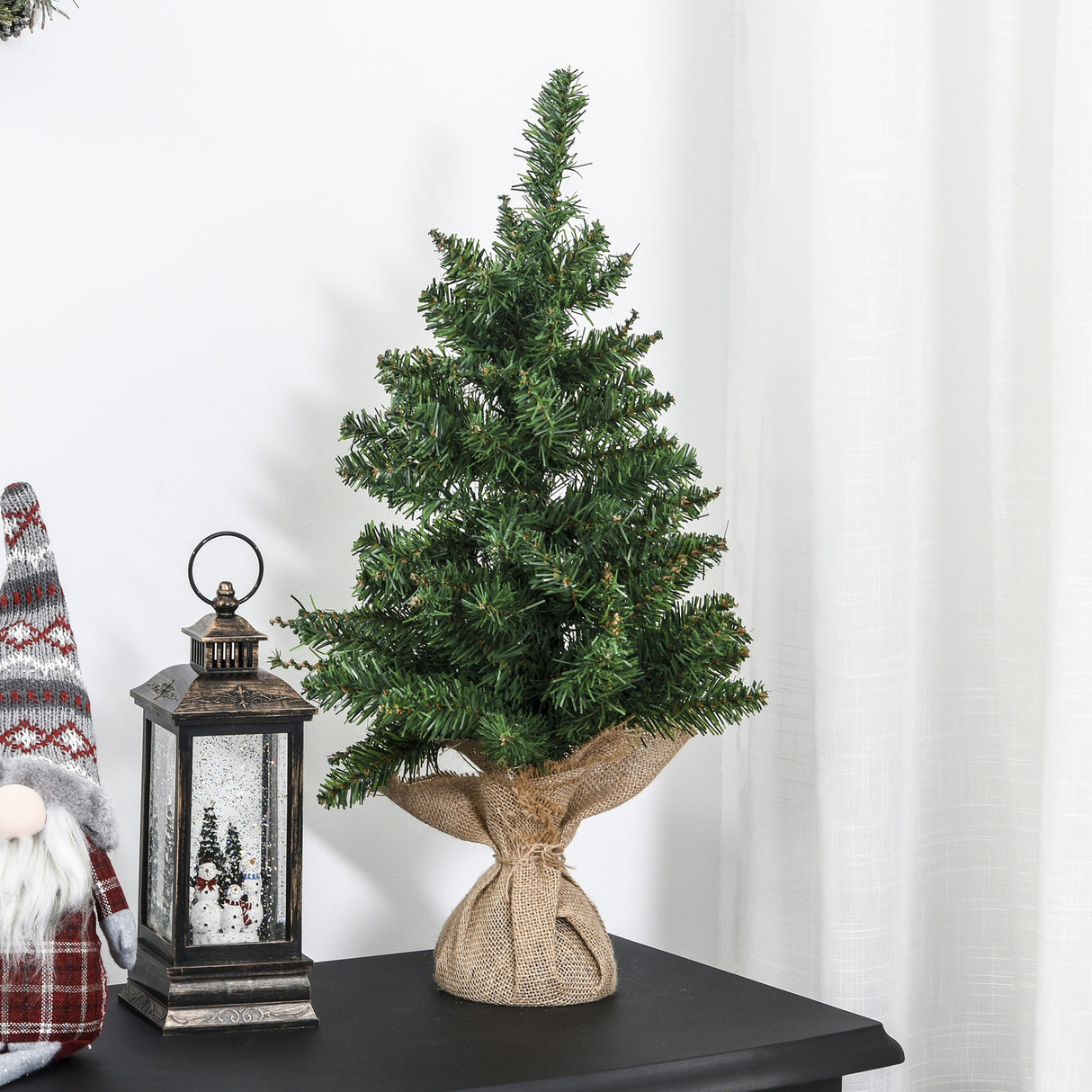 easycomfort easycomfort albero di natale mini 60cm con 70 rami folti e aghi realistici in pvc base in cemento e iuta