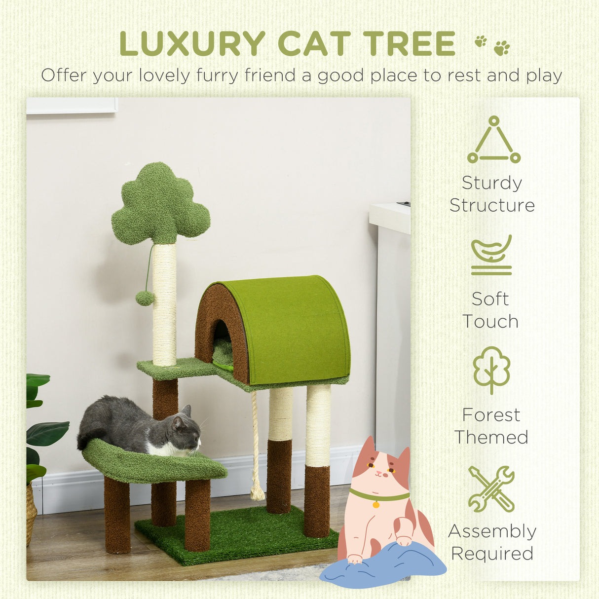 immagine-4-easycomfort-easycomfort-albero-per-gatti-a-tema-foresta-con-casetta-lettino-tiragraffi-e-pallina-49x40x107-cm-verde