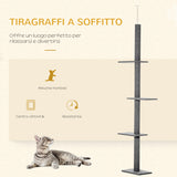 easycomfort easycomfort albero tiragraffi per gatti a 4 livelli con altezza regolabile grigio 43x27x228 260cm