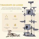 immagine-4-easycomfort-easycomfort-albero-tiragraffi-per-gatti-alto-con-casette-e-amache-60x60x200cm-grigio-chiaro