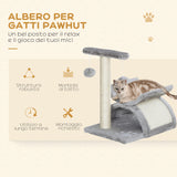 easycomfort easycomfort albero tiragraffi per gatti in peluche con palo in sisal cuccia e 2 palline 40x30x43cm grigio