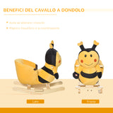 easycomfort easycomfort animale a dondolo per bambini a forma di ape in legno di pioppo con musica 60x33x45 cm giallo e nero