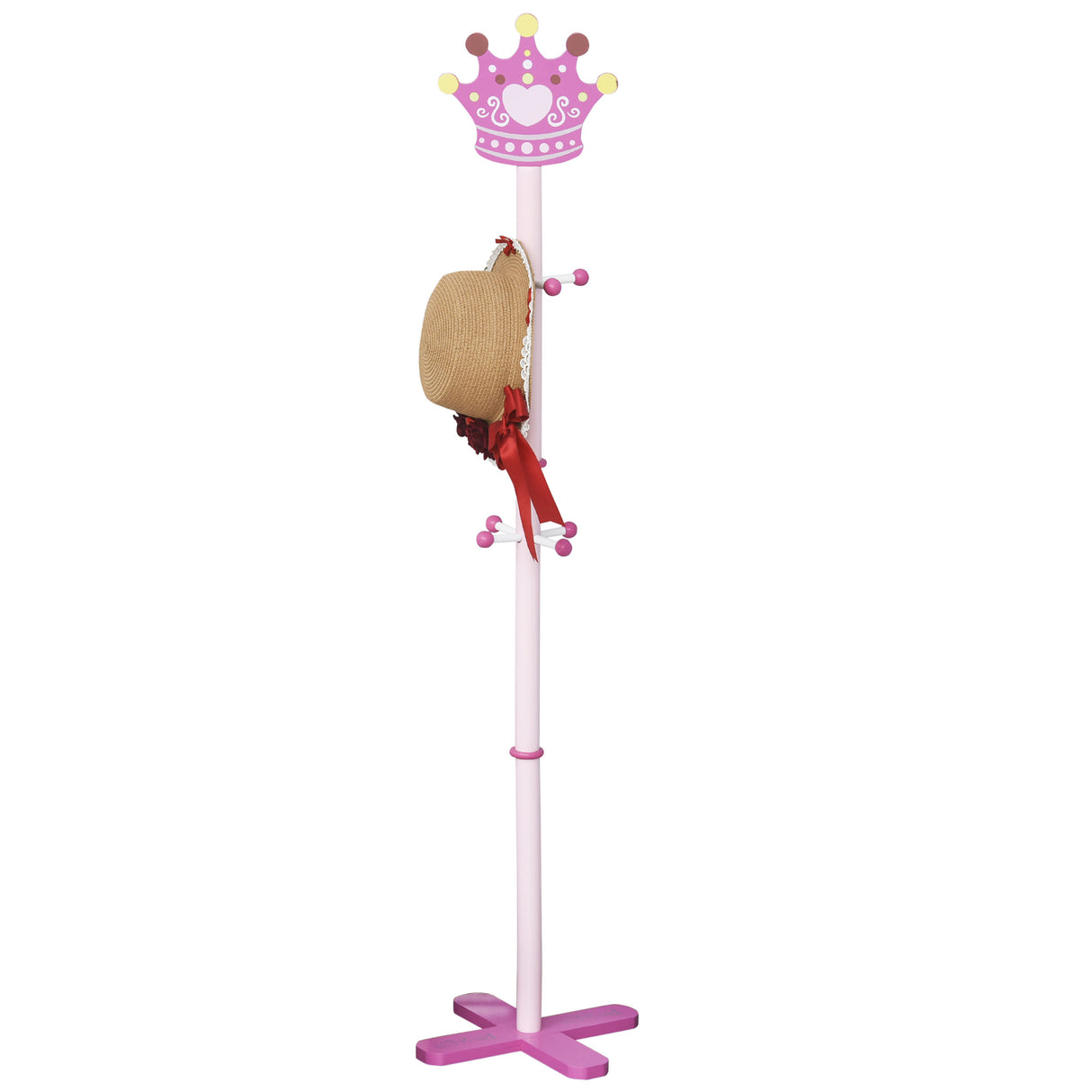 immagine-4-easycomfort-easycomfort-appendiabiti-da-terra-per-cameretta-bambini-in-legno-rosa-con-8-ganci-e-design-a-forma-di-corona-35-x-35-x-142cm