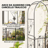 easycomfort easycomfort arco da giardino con cancello traliccio per piante rampicanti in metallo 2 2x1 m nero