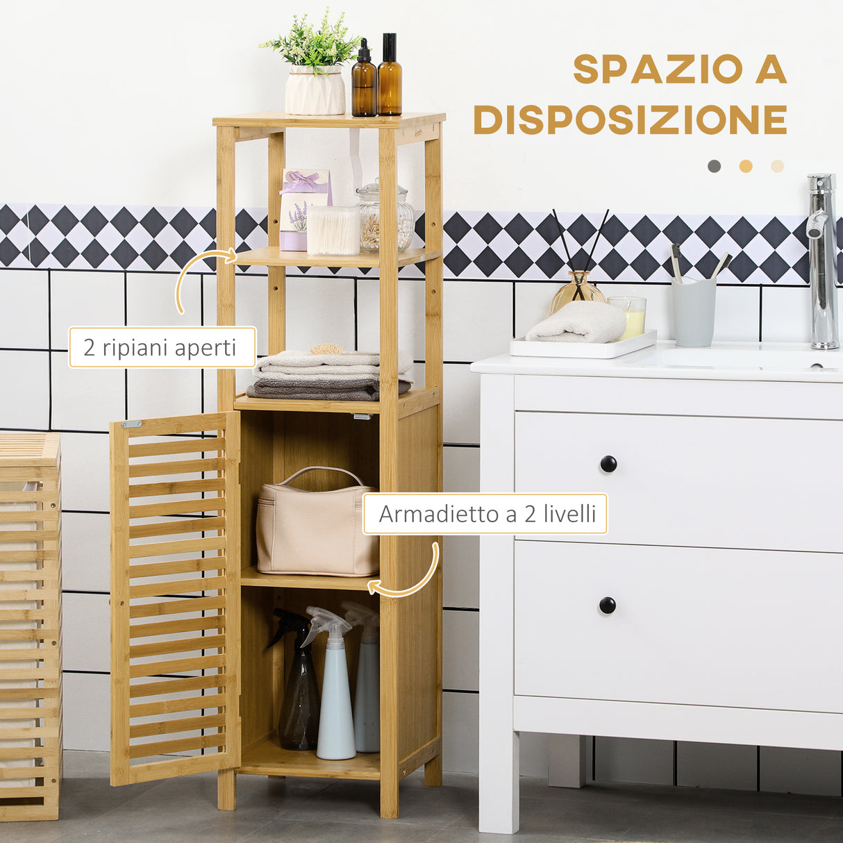 immagine-4-easycomfort-easycomfort-armadietto-bagno-in-bambu-con-2-ripiani-aperti-e-armadietto-a-2-livelli-32-9x29-9x120-cm