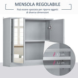 easycomfort easycomfort armadietto doppia porta a vetro con ripiano regolabile da bagno da parete legno 48x14 5x45cm grigio ean 8054111845229