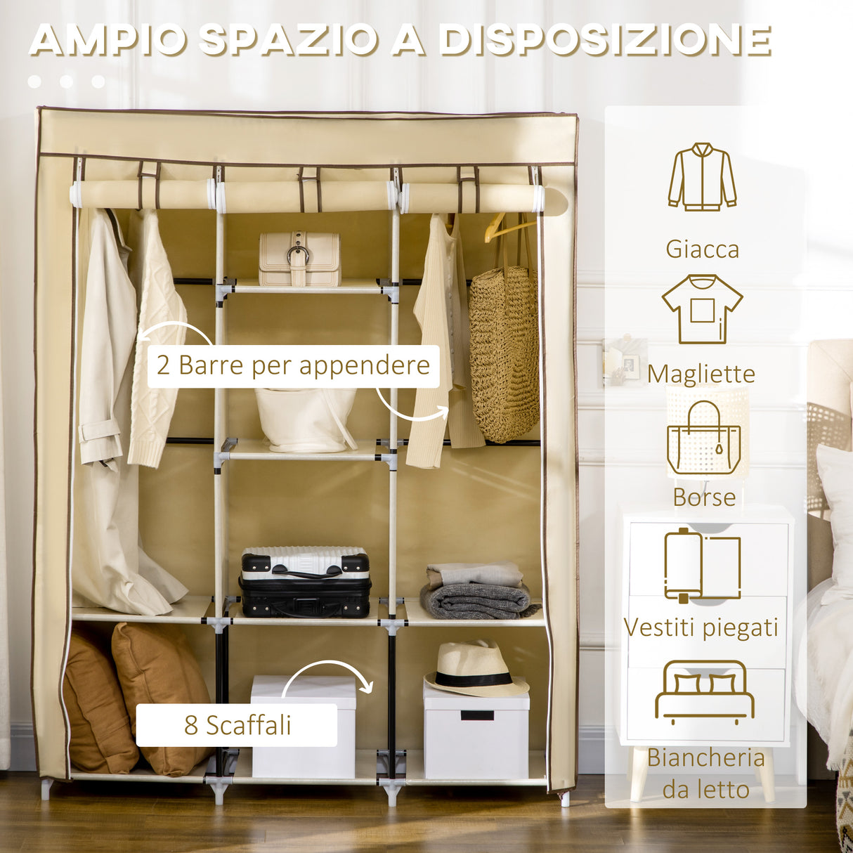 immagine-4-easycomfort-easycomfort-armadio-in-tessuto-con-8-ripiani-e-2-barre-con-porta-avvolgibile-125x46x162-5cm-beige