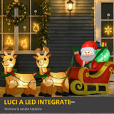 easycomfort easycomfort babbo natale gonfiabile con slitta e 2 renne addobbi di natale in tessuto poliestere impermeabile con luci a led 240x57x112cm