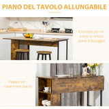easycomfort easycomfort bancone bar pieghevole stile industriale con scaffale a 3 ripiani 120x76x91 4cm