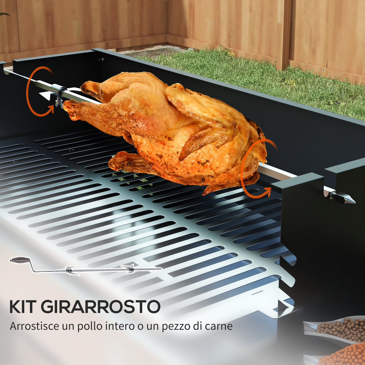 easycomfort easycomfort barbecue a carbone a 3 livelli con mensole pieghevoli e girarrosto in acciaio inox 118x32x90 cm nero