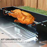 easycomfort easycomfort barbecue a carbone a 3 livelli con mensole pieghevoli e girarrosto in acciaio inox 118x32x90 cm nero