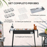 easycomfort easycomfort barbecue a carbonella con 2 griglie e cestini laterali 94x39x70cm nero
