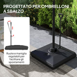 easycomfort easycomfort base per ombrellone a sbalzo in hdpe con maniglia e ruote e riempibile con acqua o sabbia 95x95x117 cm nero